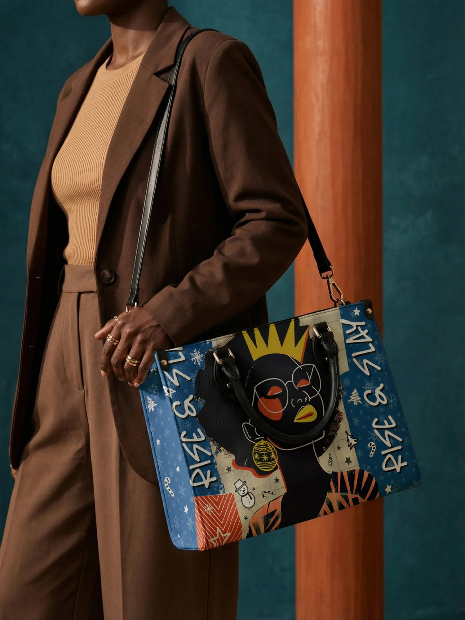 "Aina" Blueberry Snow Leather Handbag - Image 2