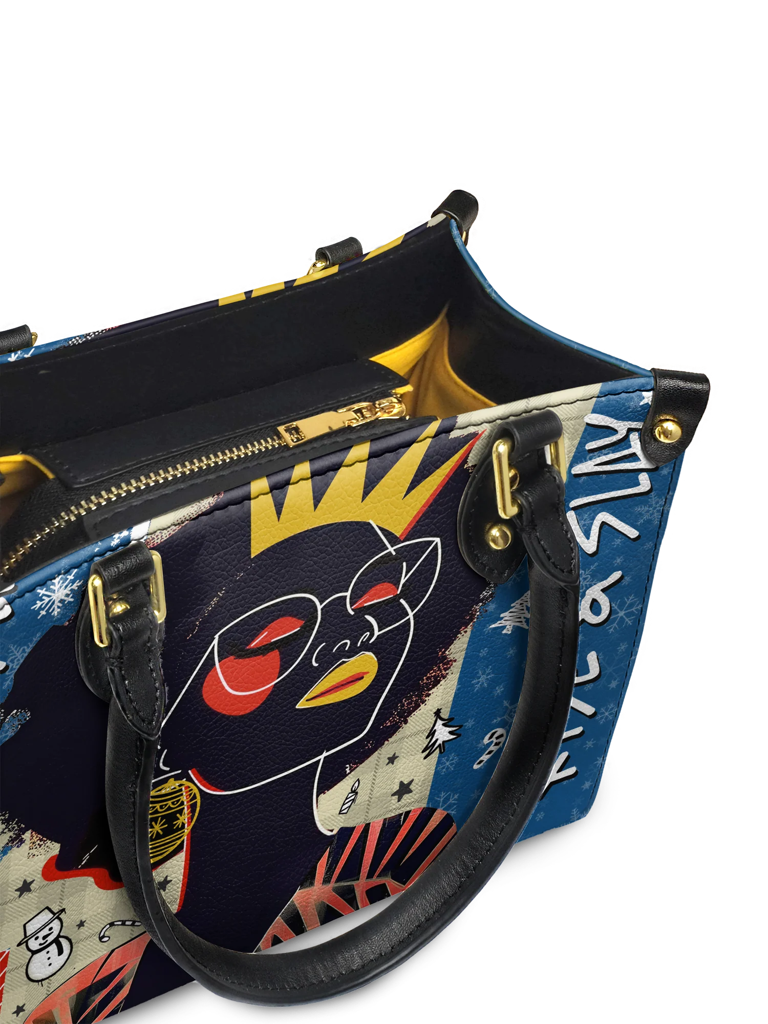 "Aina" Blueberry Snow Small Leather Handbag - Image 4