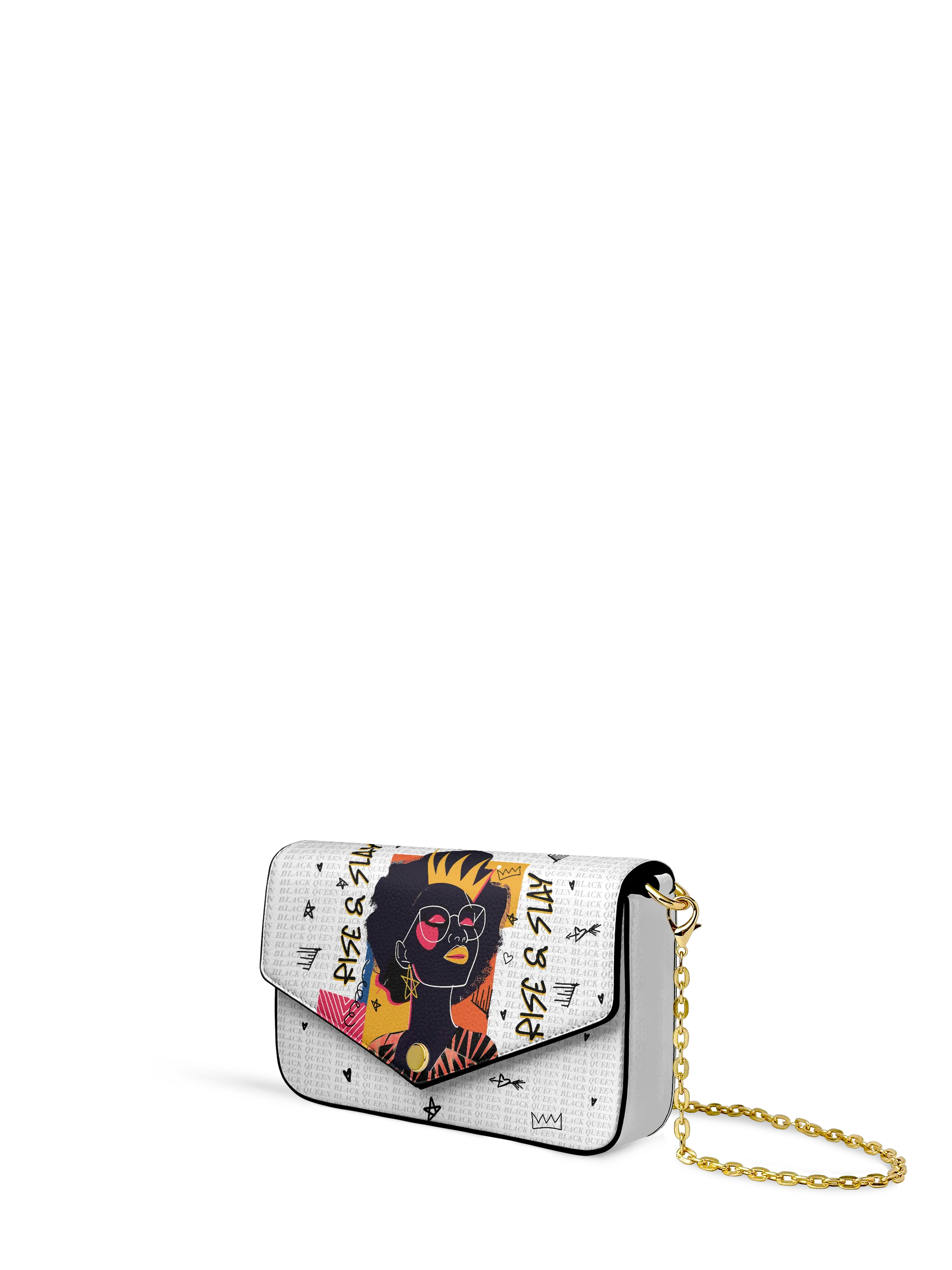 "Aina" Coconut White Envelope Chain Crossbody Bag - Image 4