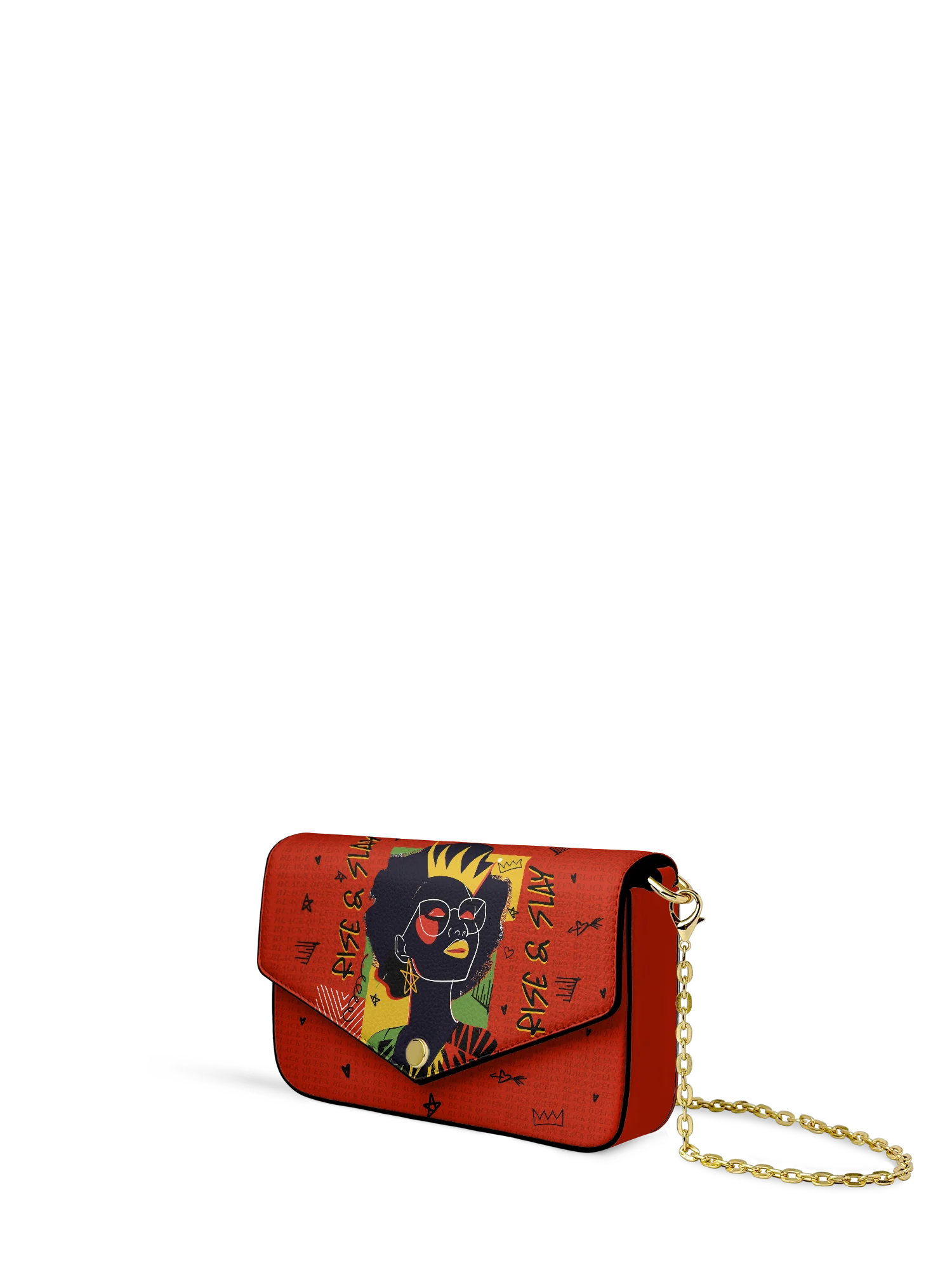 "Aina" Flame Red Envelope Chain Crossbody Bag - Image 4