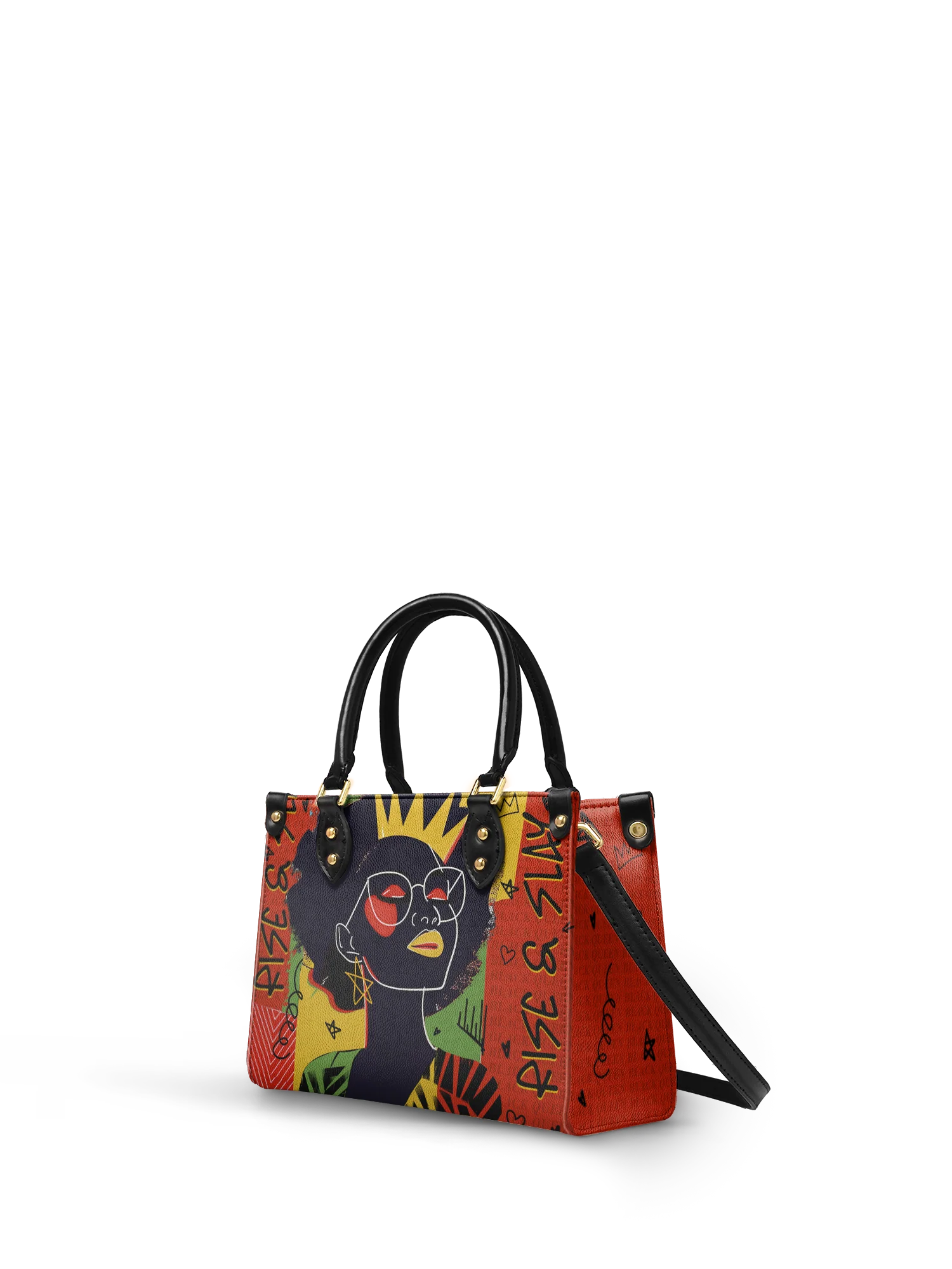 "Aina" Flame Red Small Leather Handbag - Image 4