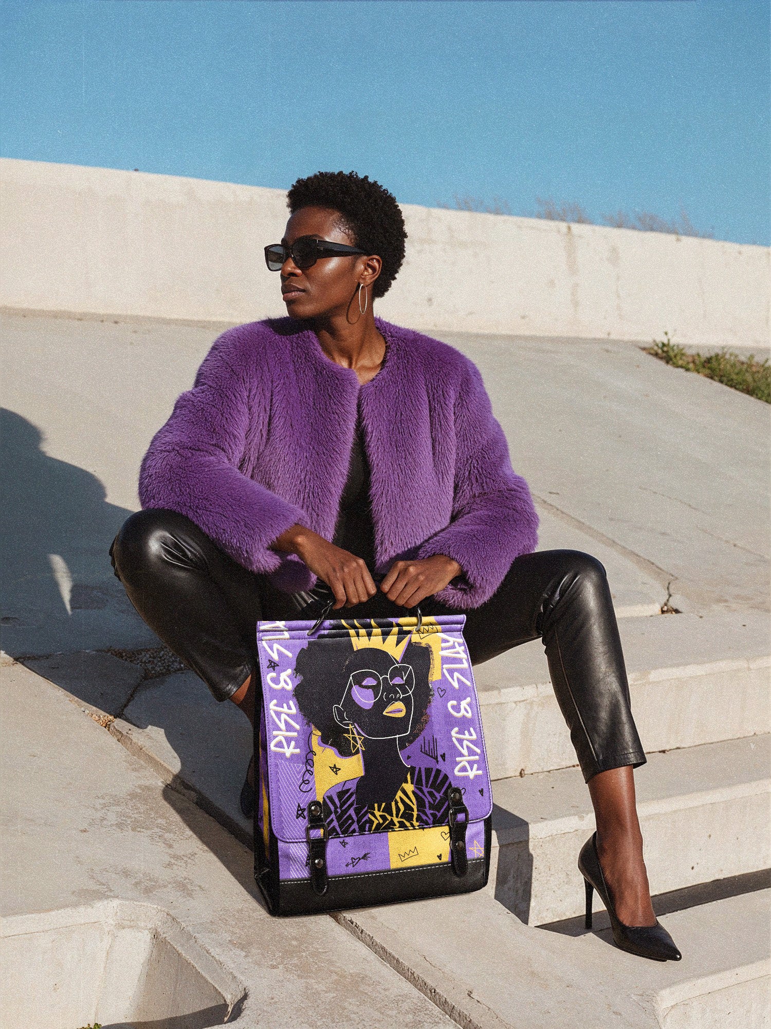 "Aina" Grape Soda Leather Backpack - Image 4