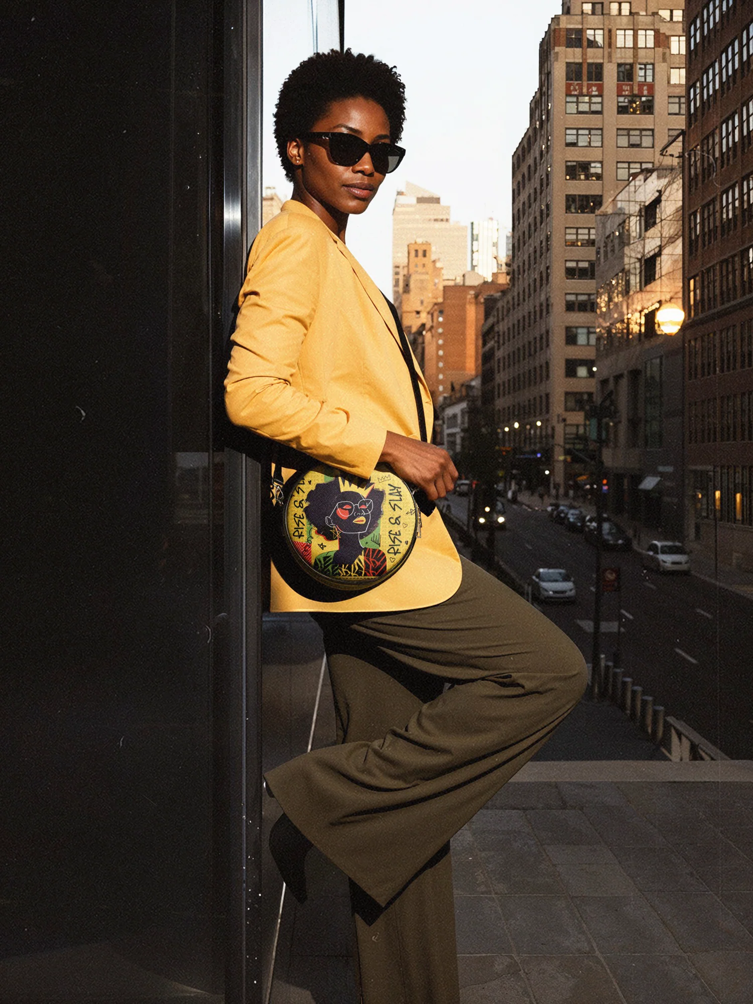 "Aina" Lemon Zest Circle Crossbody Bag - Image 3