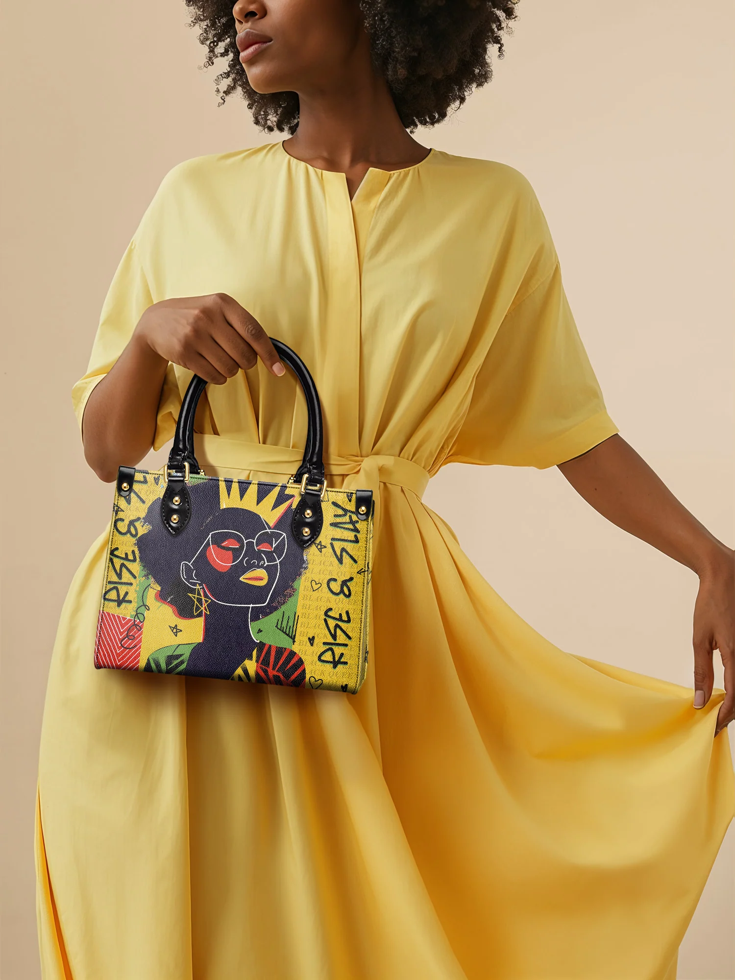 "Aina" Lemon Zest Small Leather Handbag - Image 2