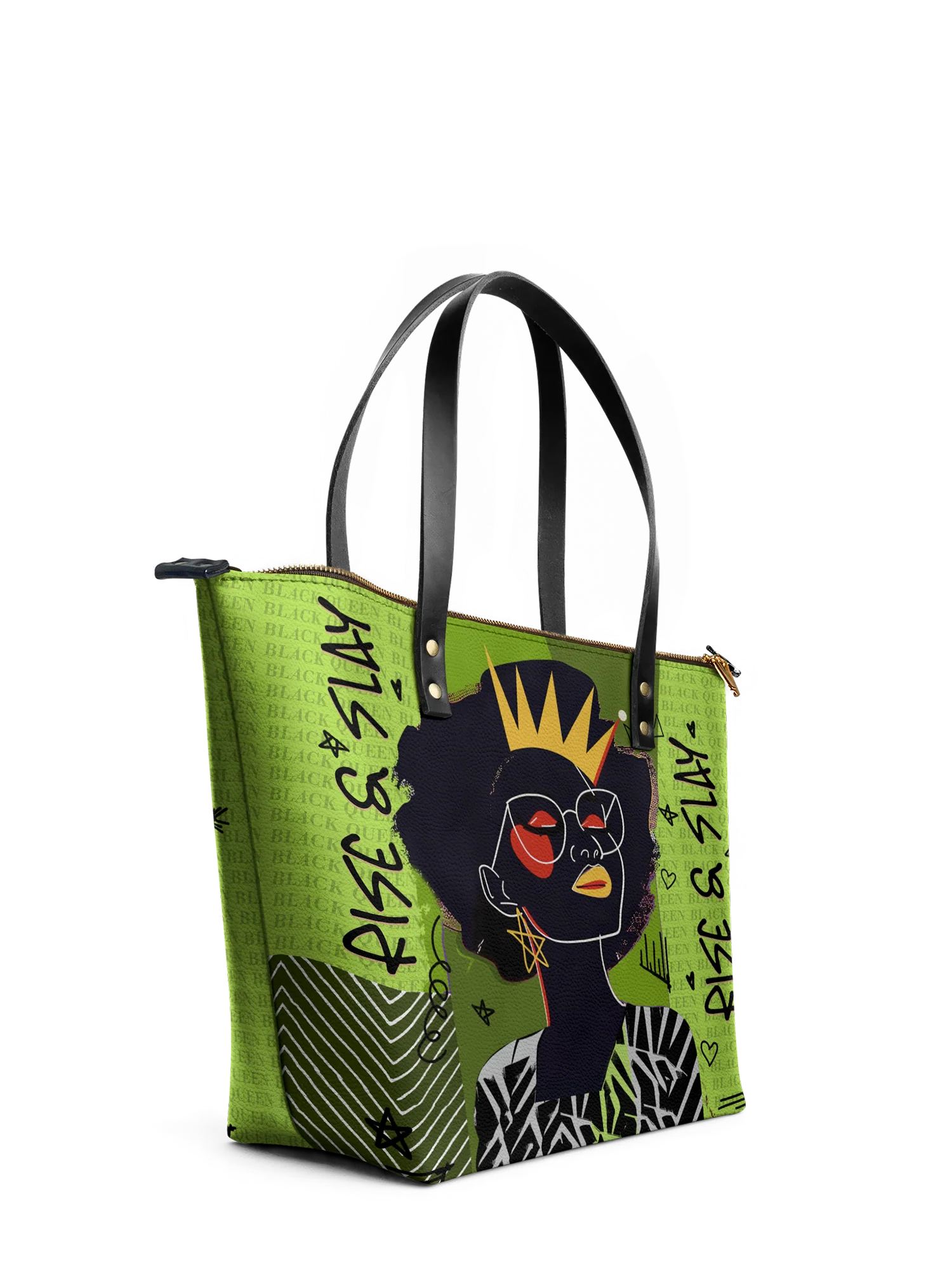 "Aina" Lime Pop Leather Tote Bag - Image 5