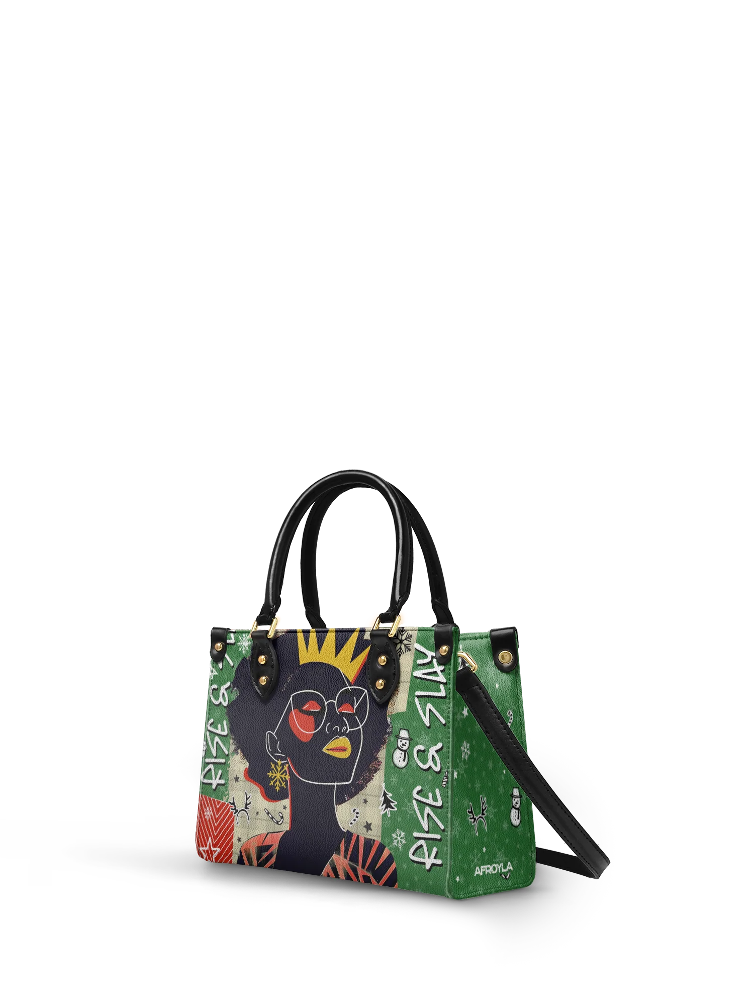 "Aina" Lime Pop Xmas Small Leather Handbag - Image 2