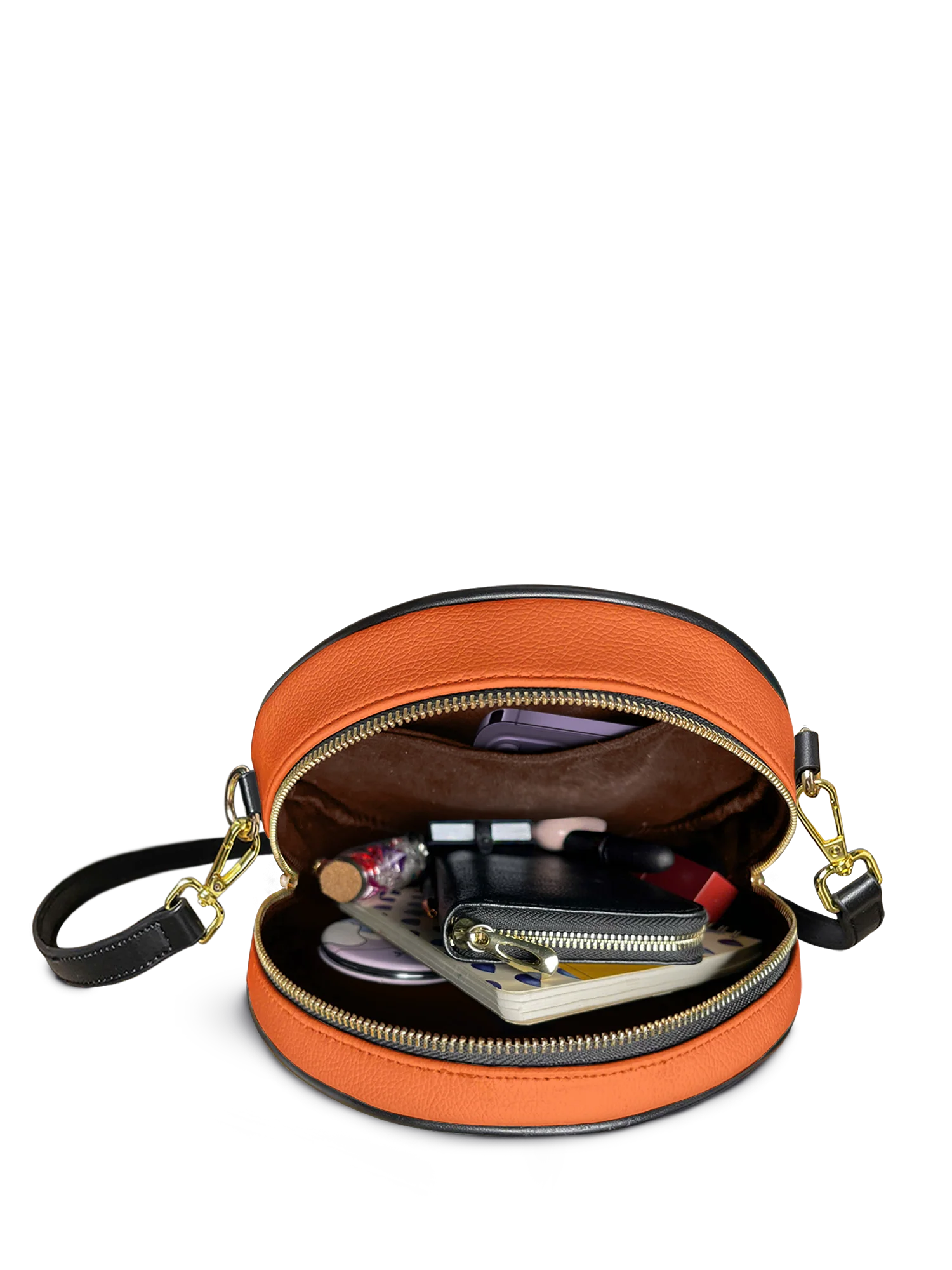 "Aina" Orange Sorbet Circle Crossbody Bag - Image 5