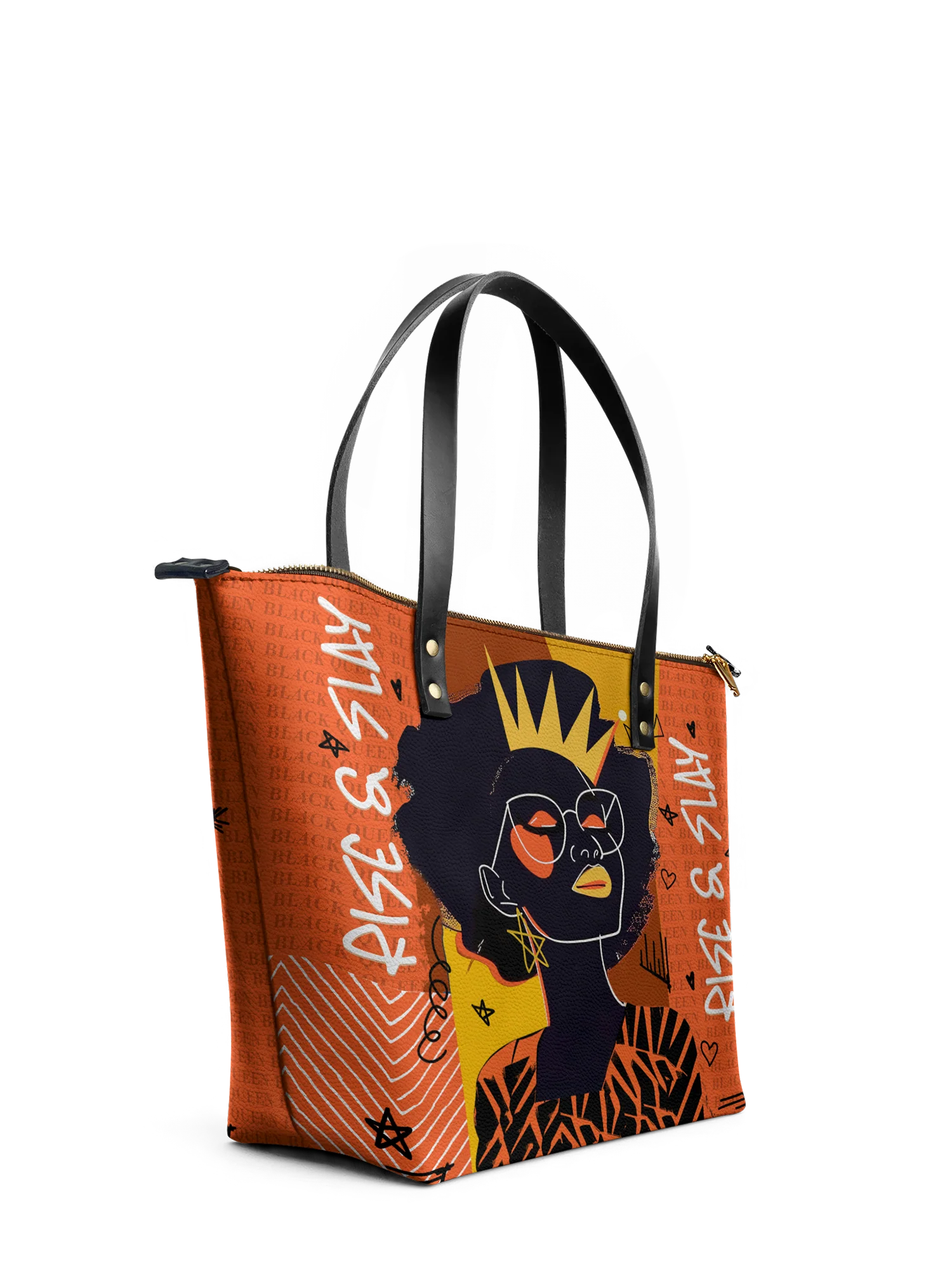 "Aina" Orange Sorbet Leather Tote Bag - Image 5