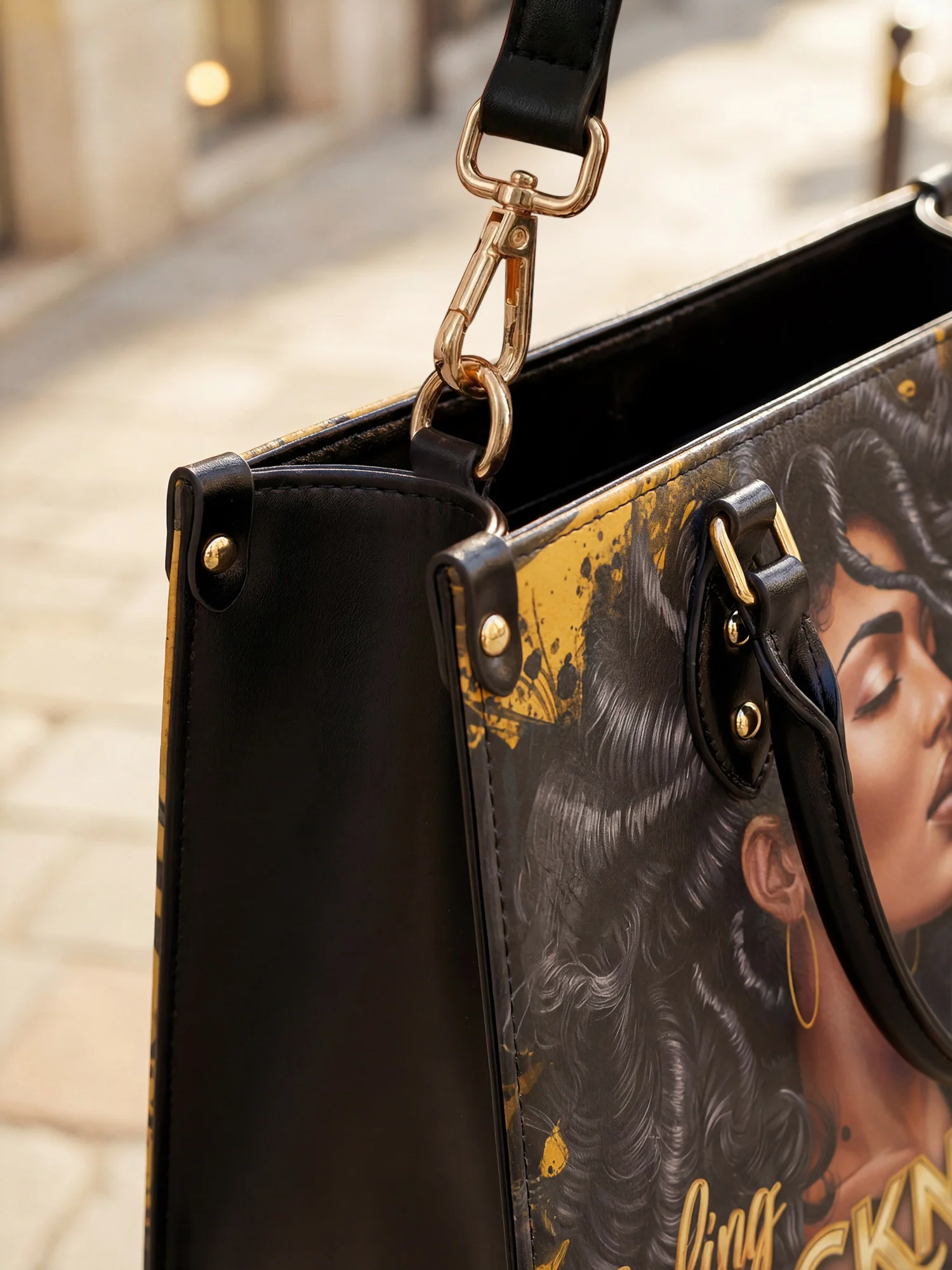 "Blacknificent" Leather Handbag - Image 6