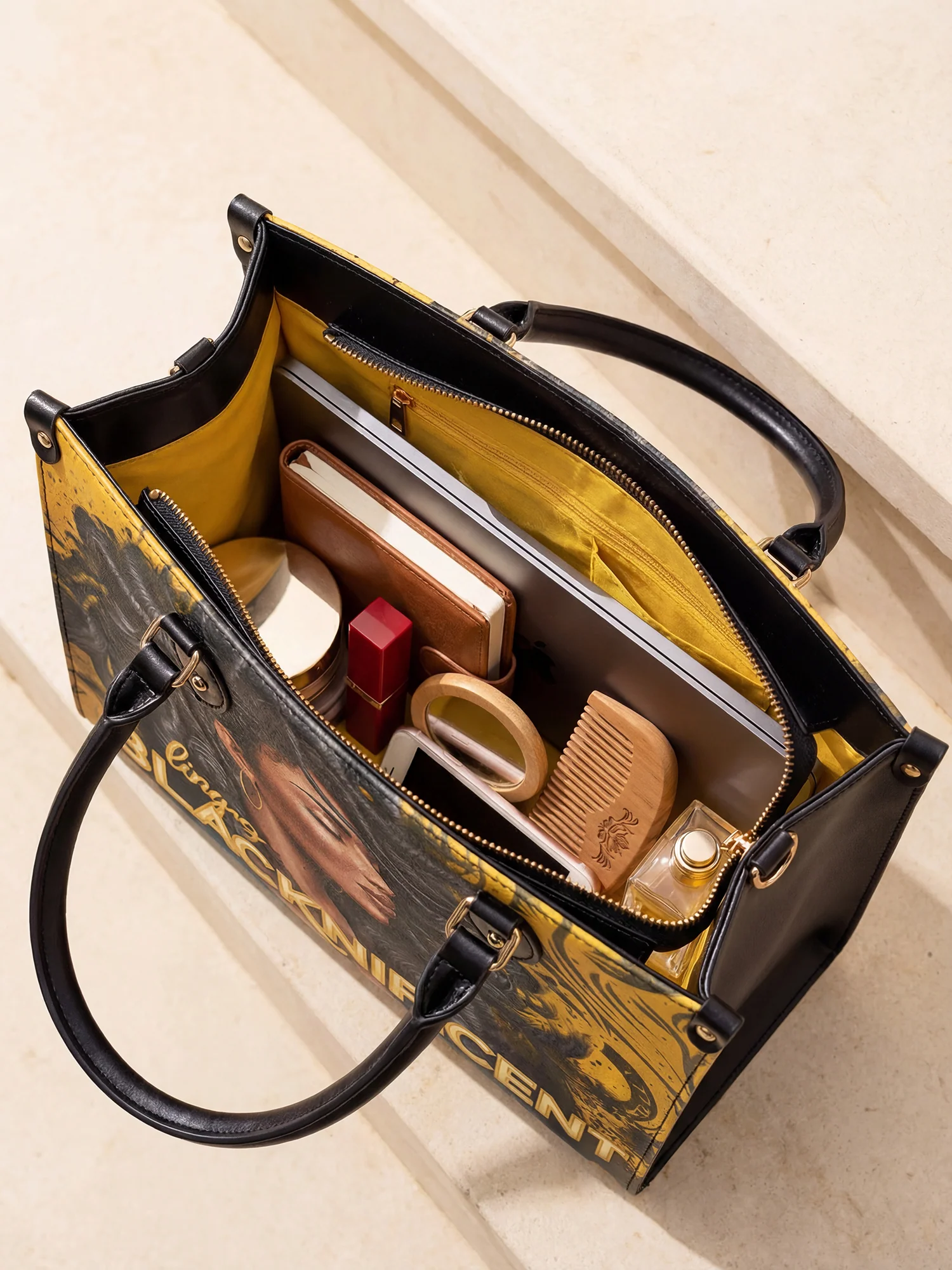 "Blacknificent" Leather Handbag - Image 9