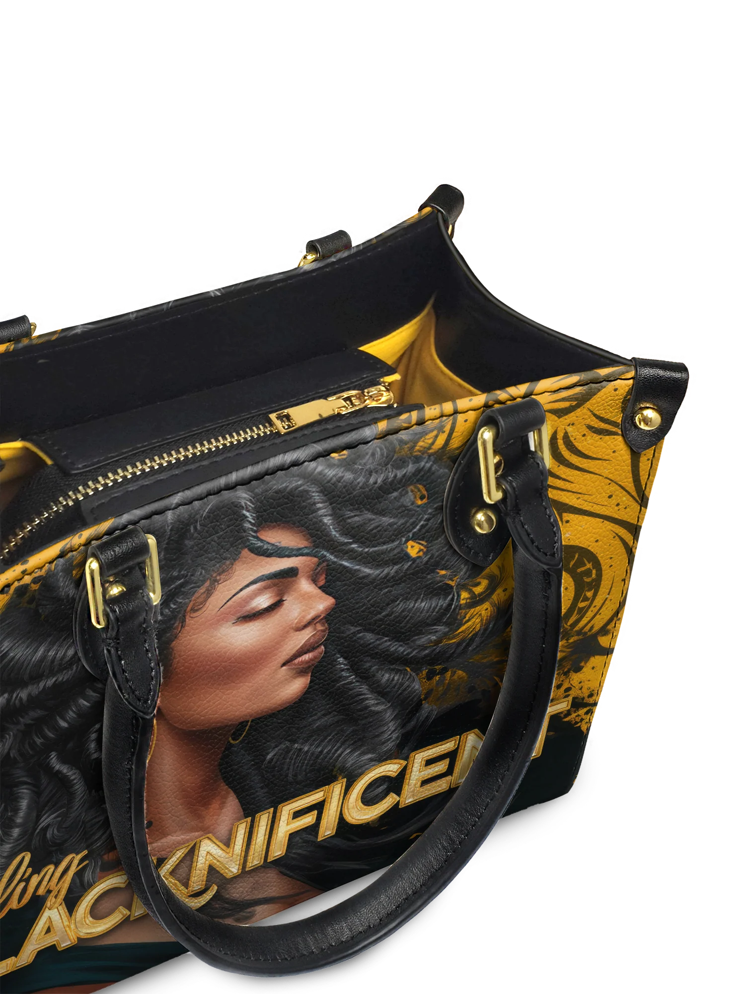 "Blacknificent" Small Leather Handbag - Image 6