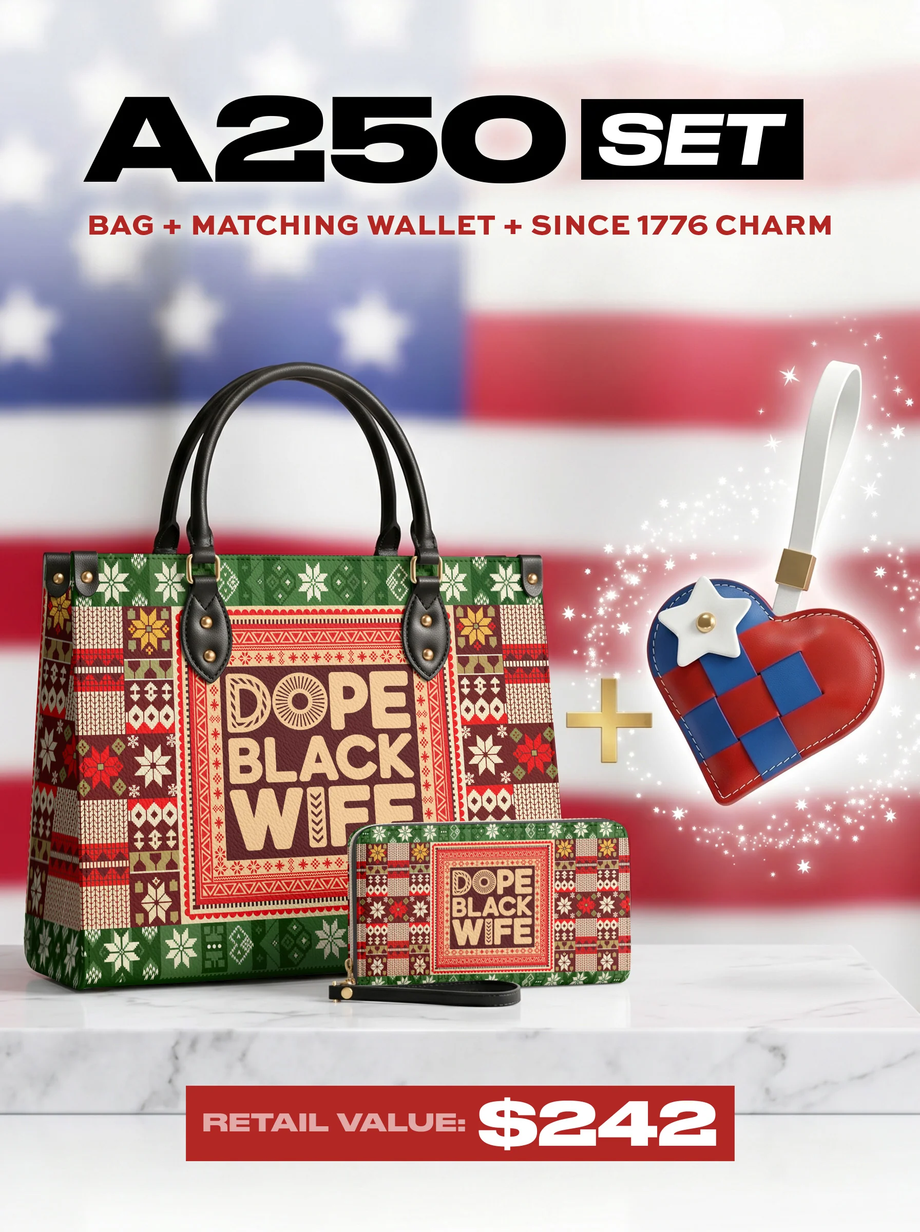 "Dope Black Wife" Frosted Pine Leather Handbag A250 Deal