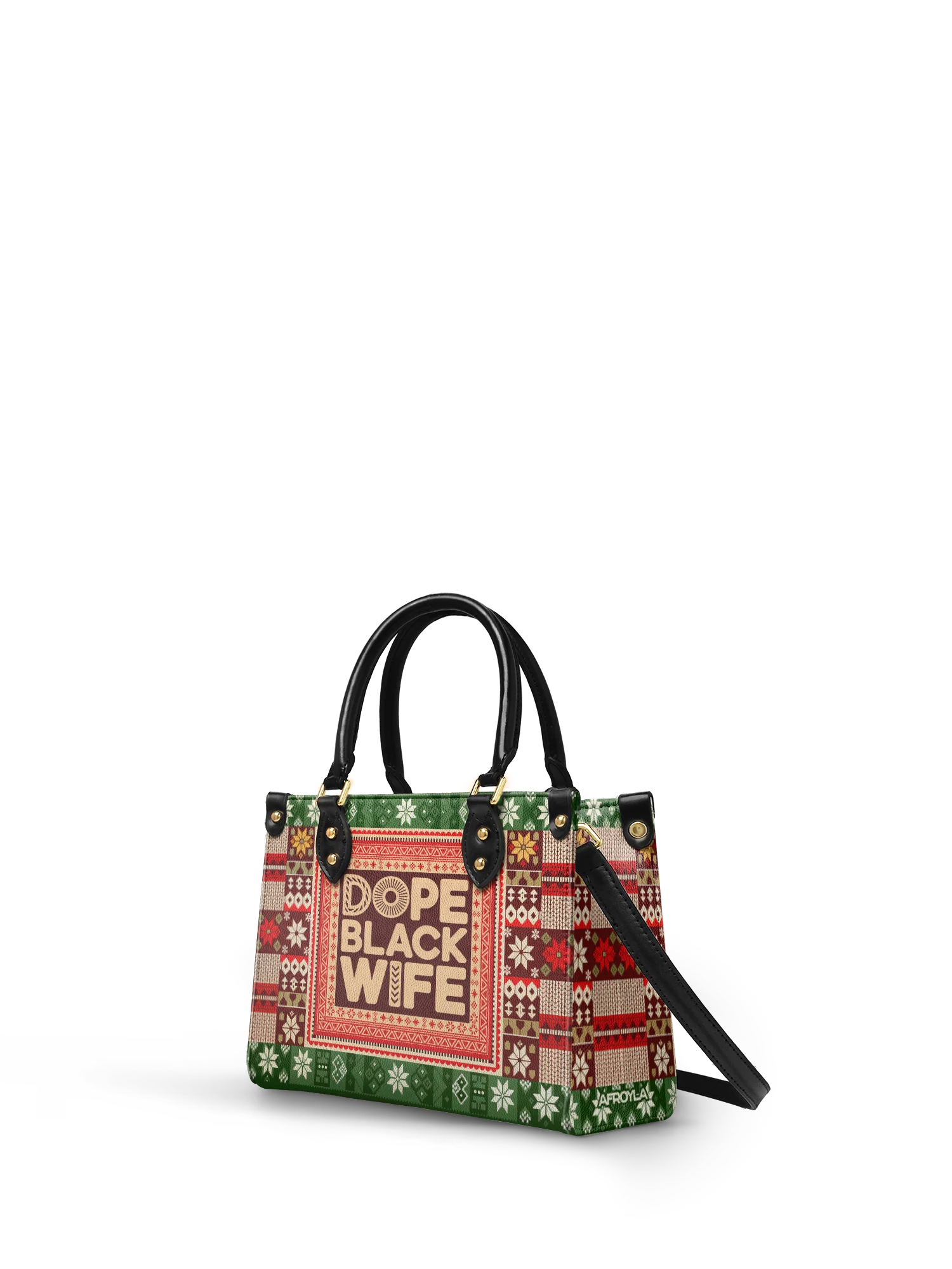 "Dope Black Wife" Frosted Pine Small Leather Handbag - Image 2