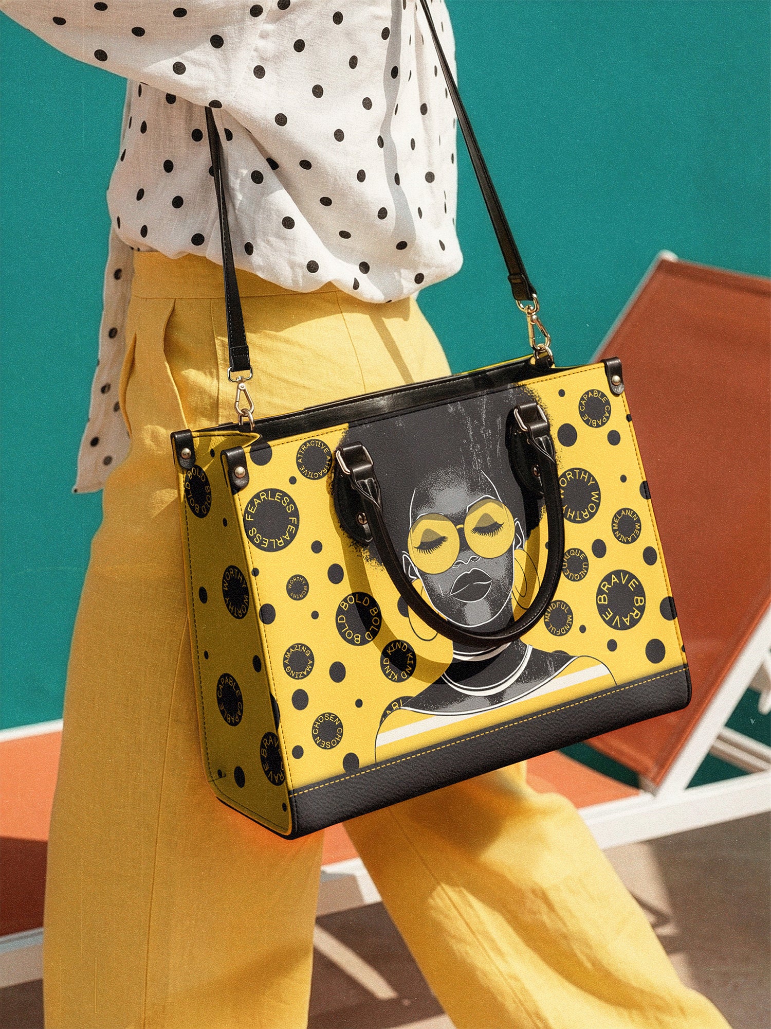 "Fahari" Marigold Pop Leather Handbag - Image 3