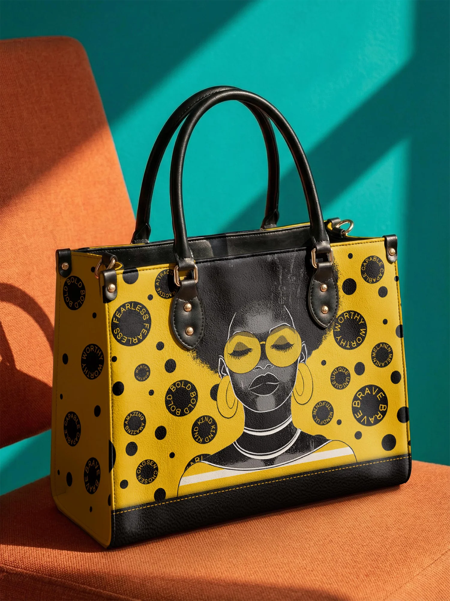 "Fahari" Marigold Pop Leather Handbag - Image 4