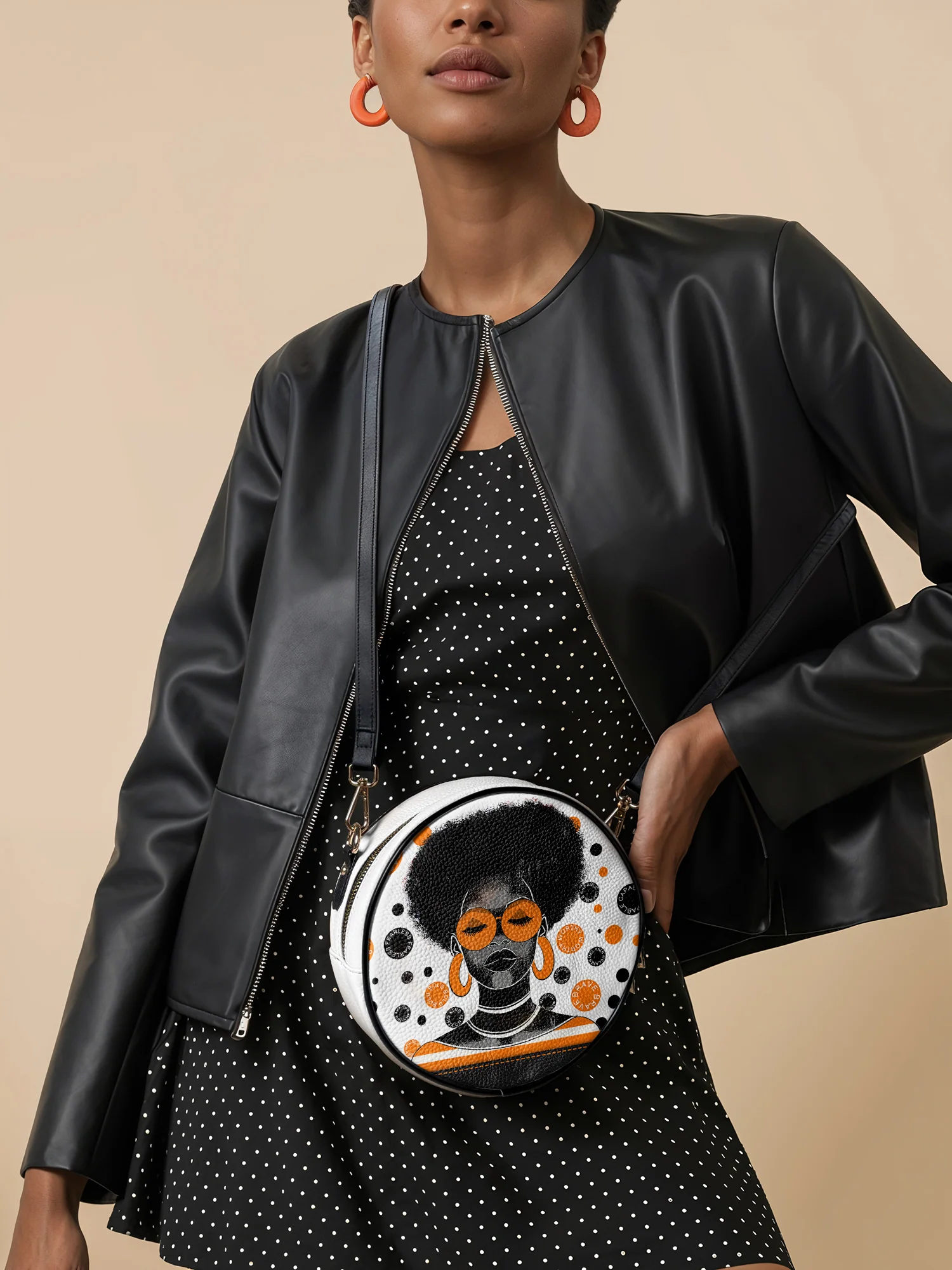 "Fahari" Marshmallow Citrus Circle Crossbody Bag - Image 2