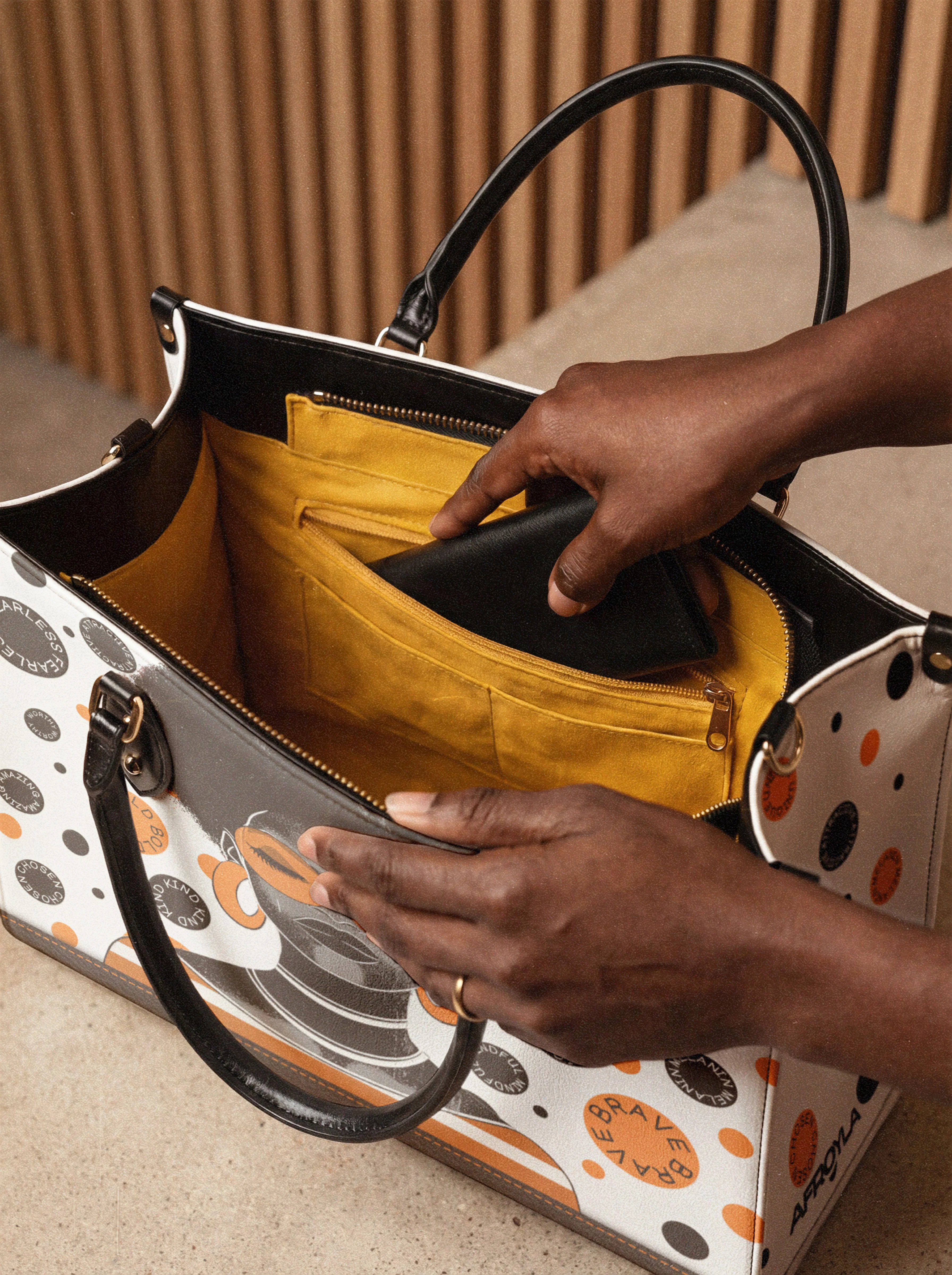 "Fahari" Marshmallow Citrus Leather Handbag - Image 7