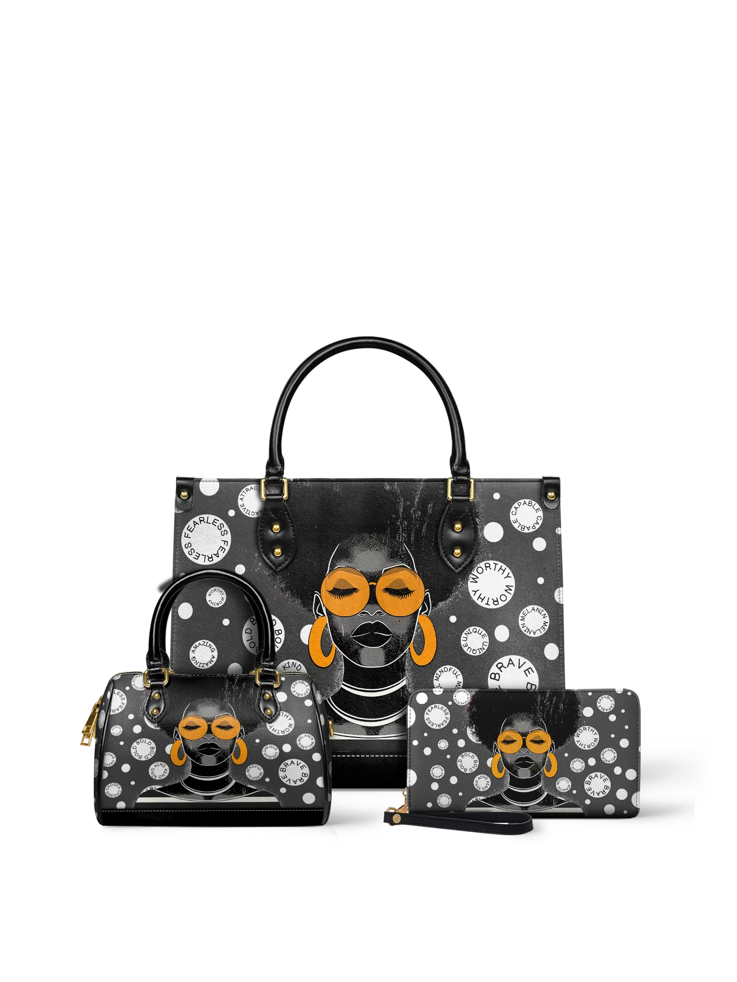 "Fahari" Monochrome Leather Handbag - Image 10