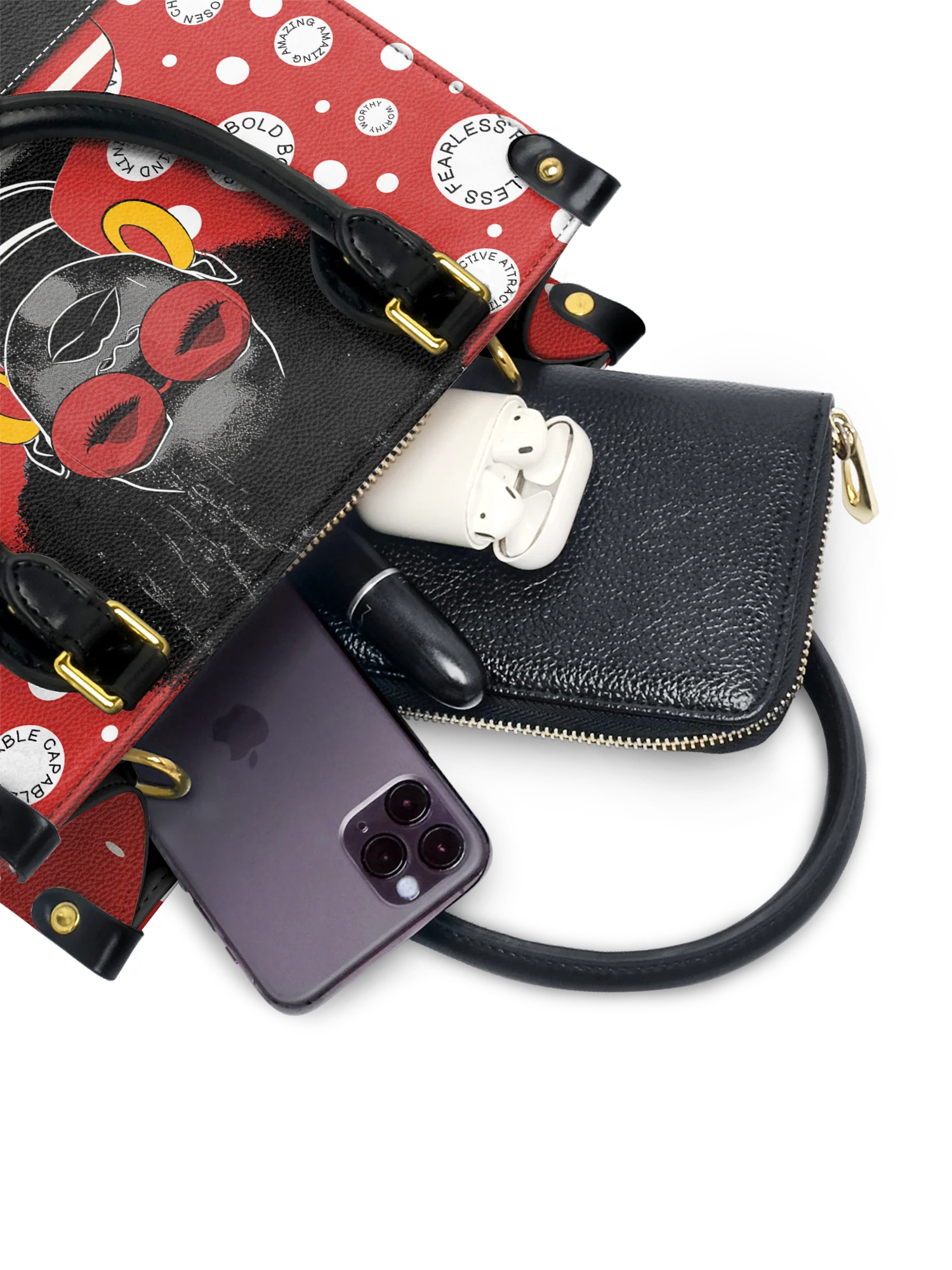 "Fahari" Strawberry Pop Small Leather Handbag - Image 5