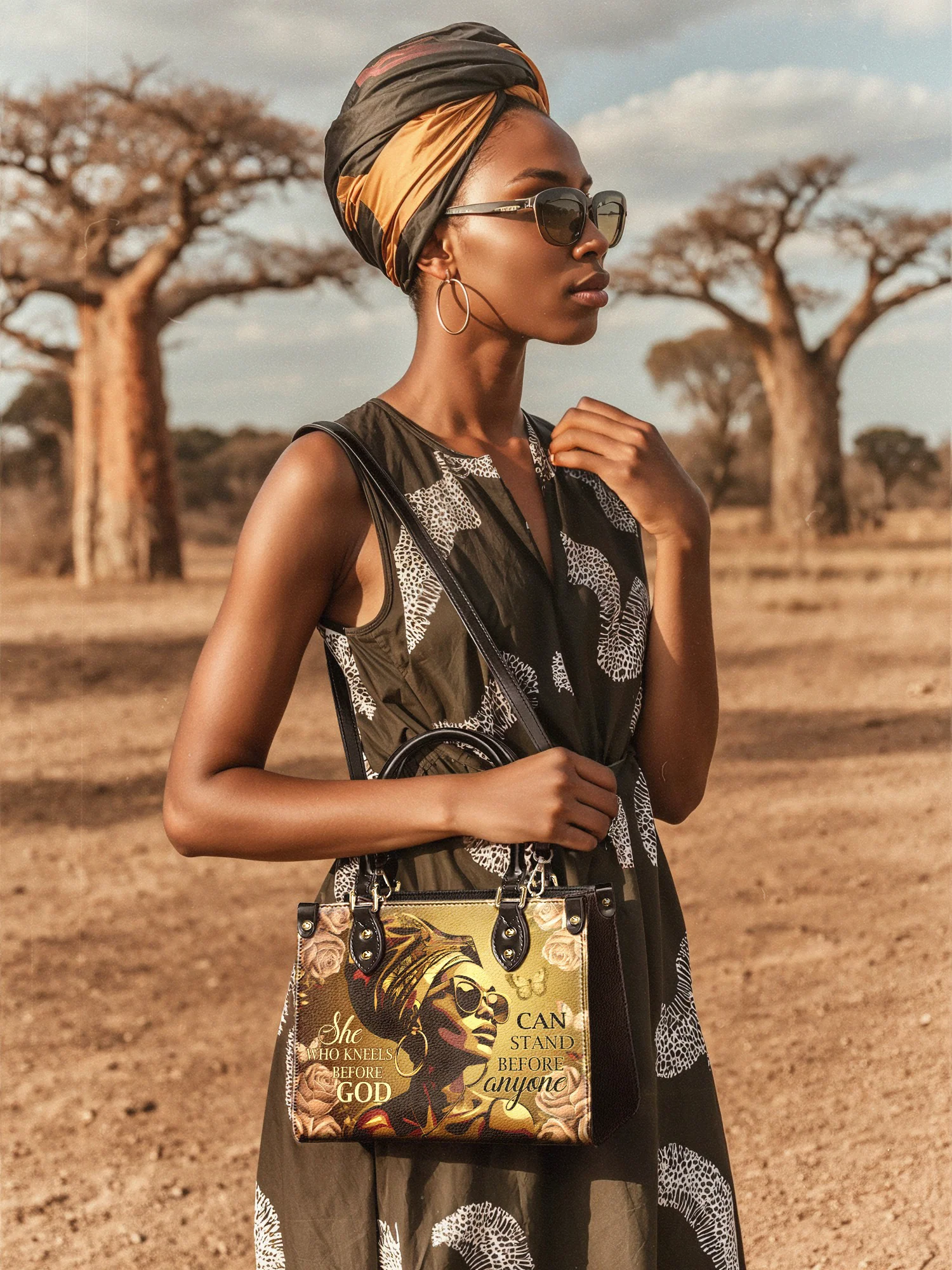 "Godfidence" Small Leather Handbag - Image 3