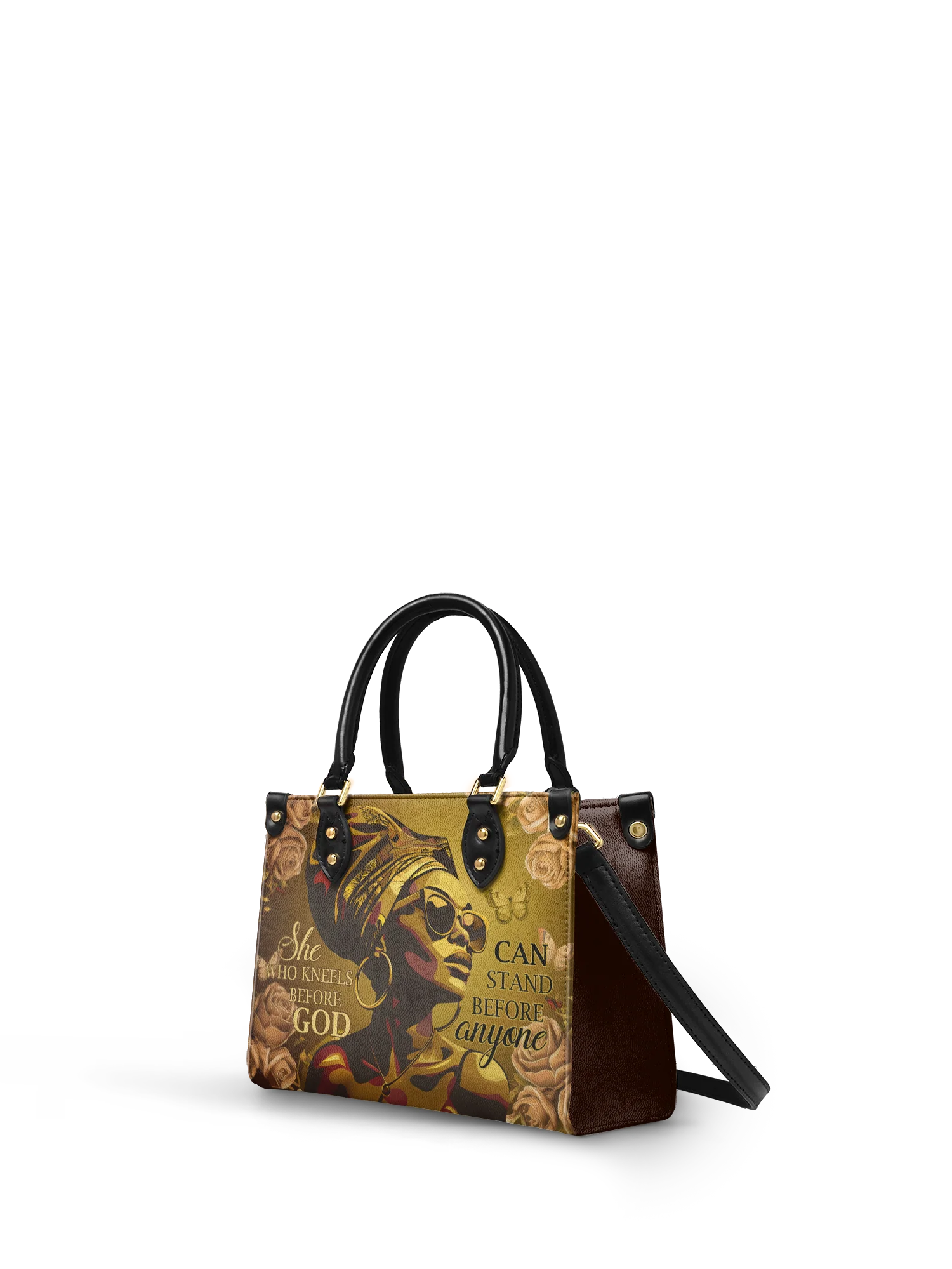 "Godfidence" Small Leather Handbag - Image 4