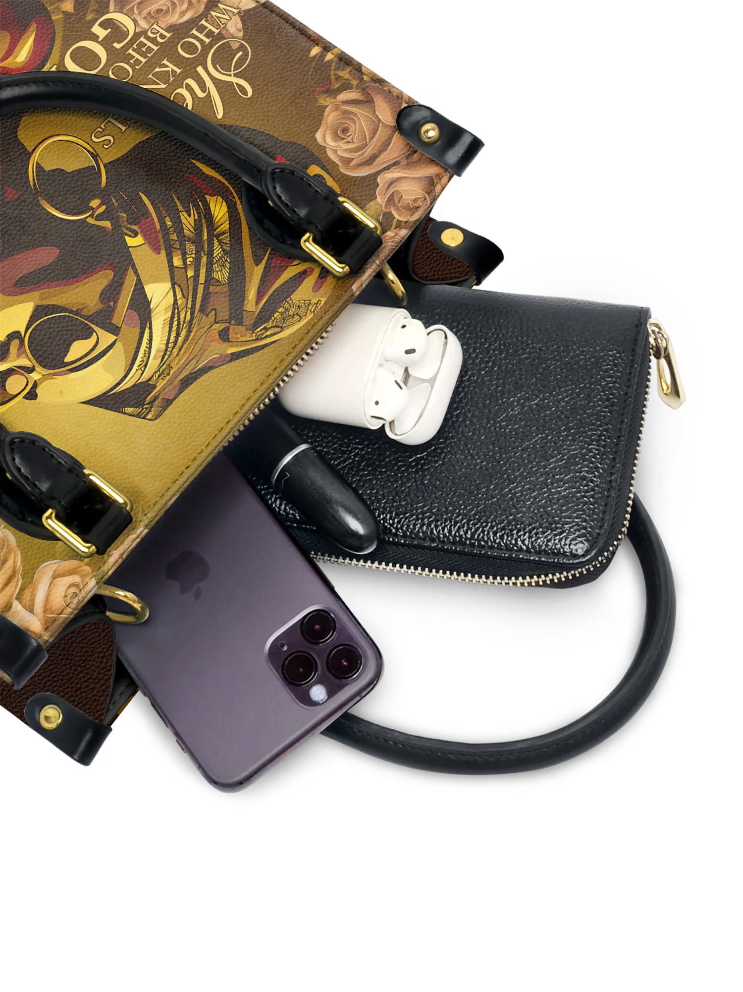 "Godfidence" Small Leather Handbag - Image 5