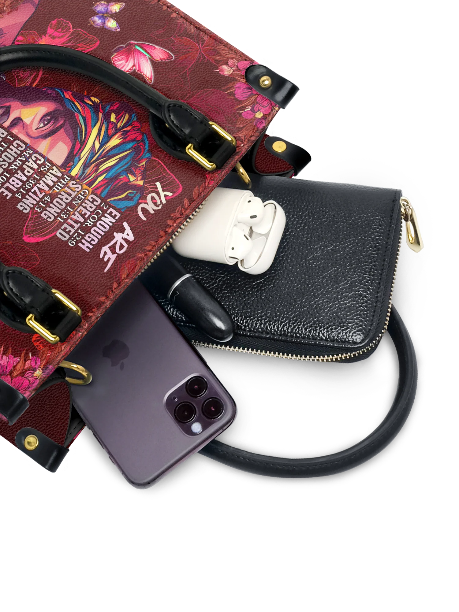 "Imani" Pomegranate Red Small Leather Handbag - Image 5