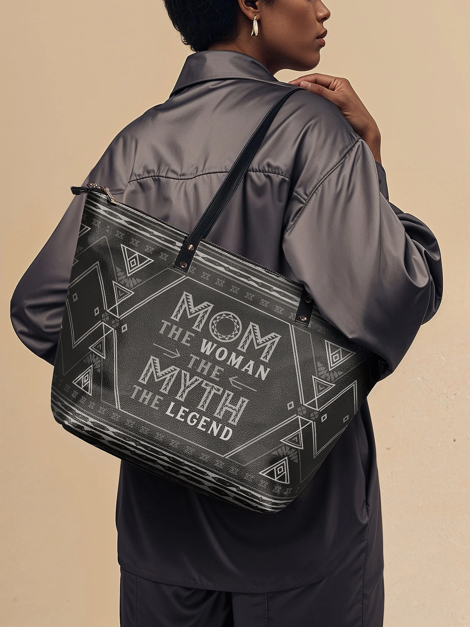 "Mamalore" Leather Tote Bag - Image 3