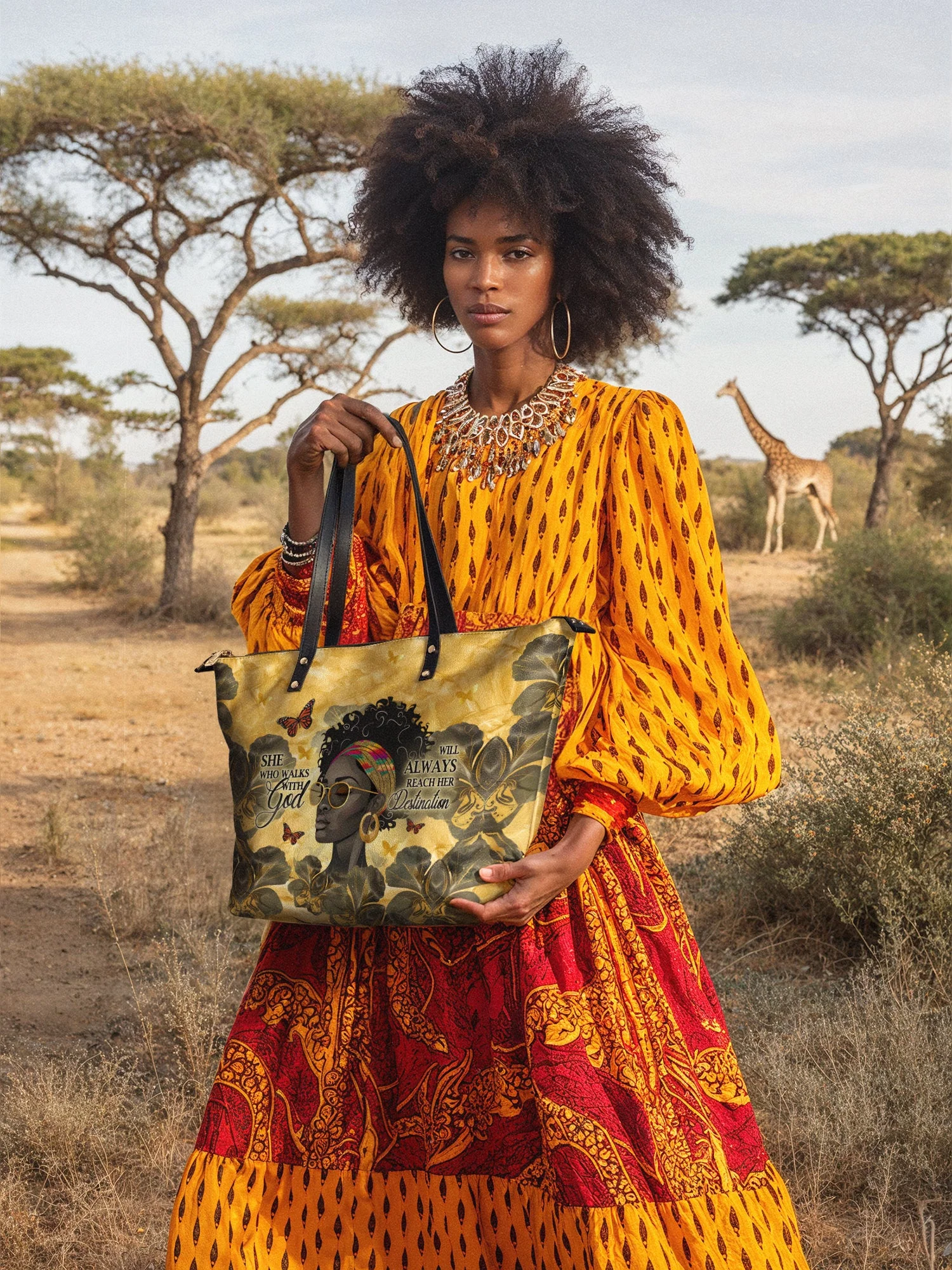 "Njia" Leather Tote Bag - Image 5