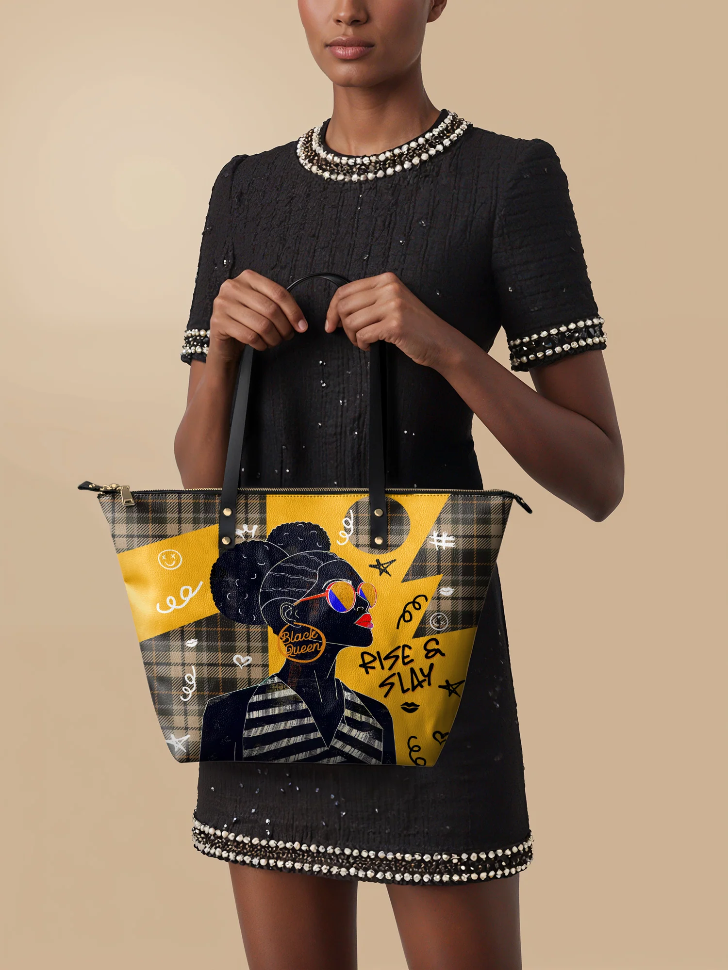 "Sanaa" Cornbread Leather Tote Bag - Image 3