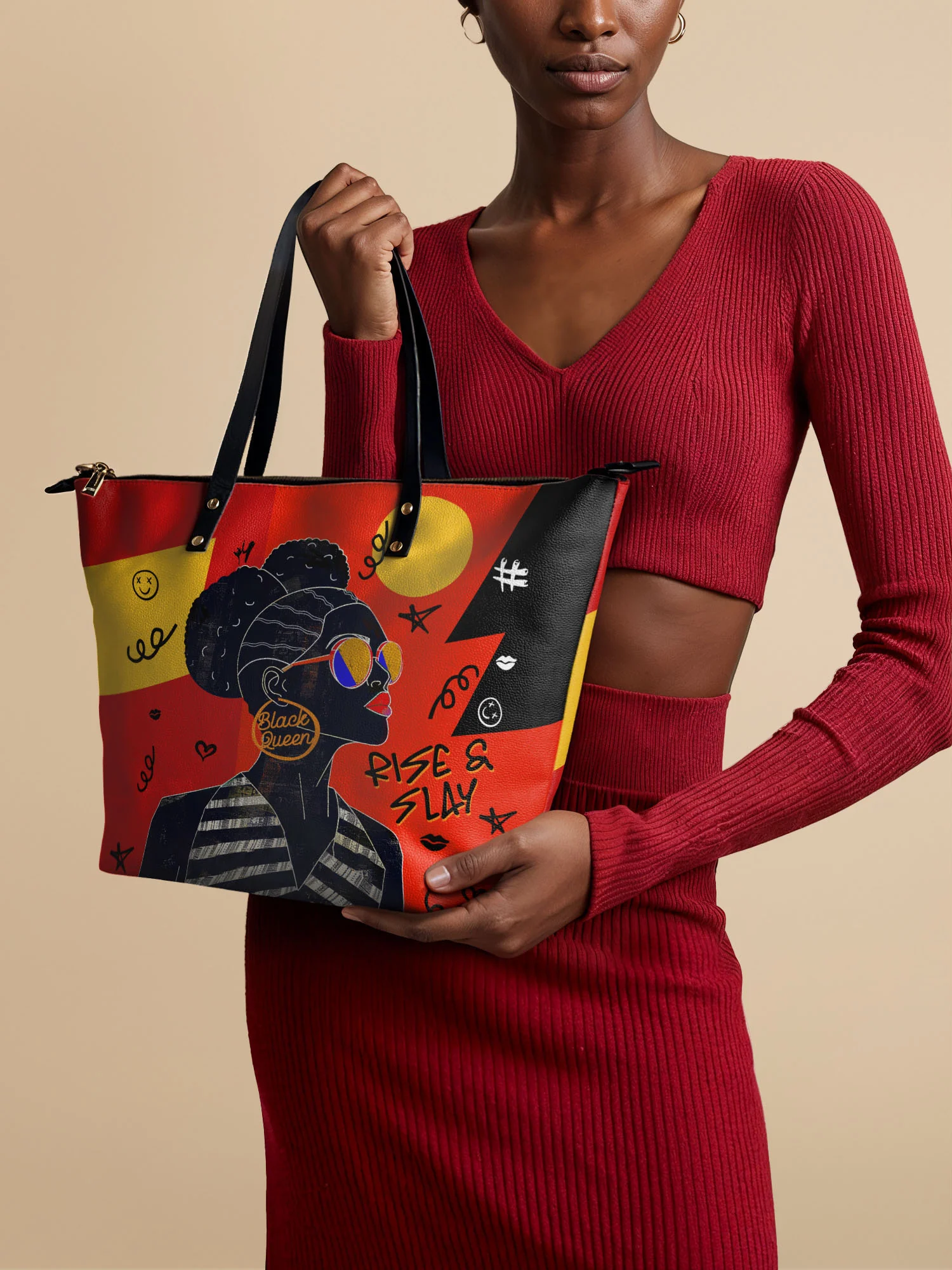 "Sanaa" Paprika Leather Tote Bag - Image 2