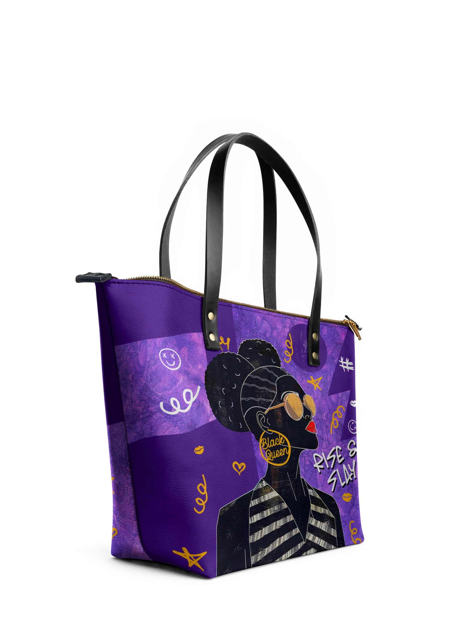 "Sanaa" Purple Crayon Leather Tote Bag - Image 5