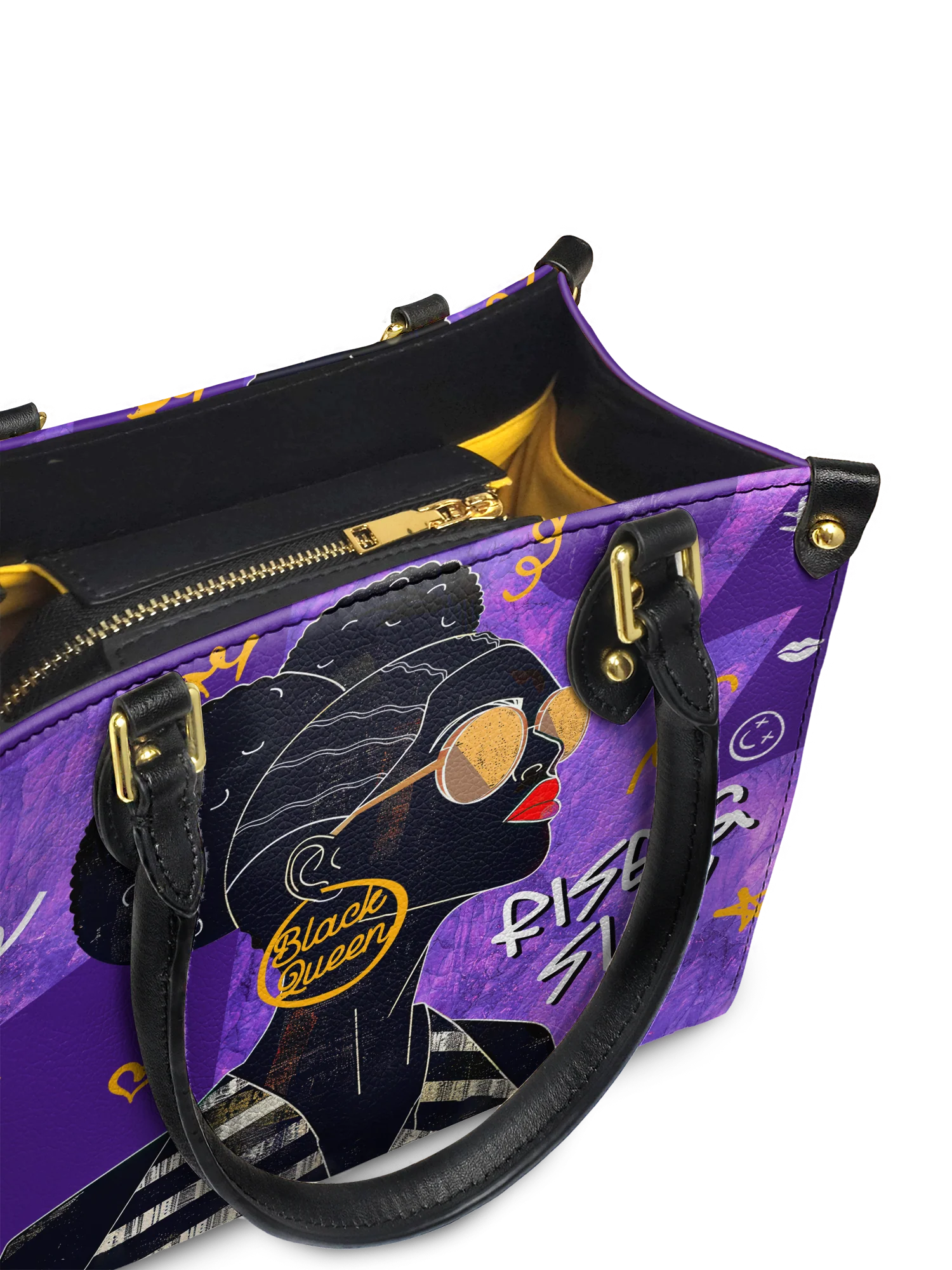 "Sanaa" Purple Crayon Small Leather Handbag - Image 6