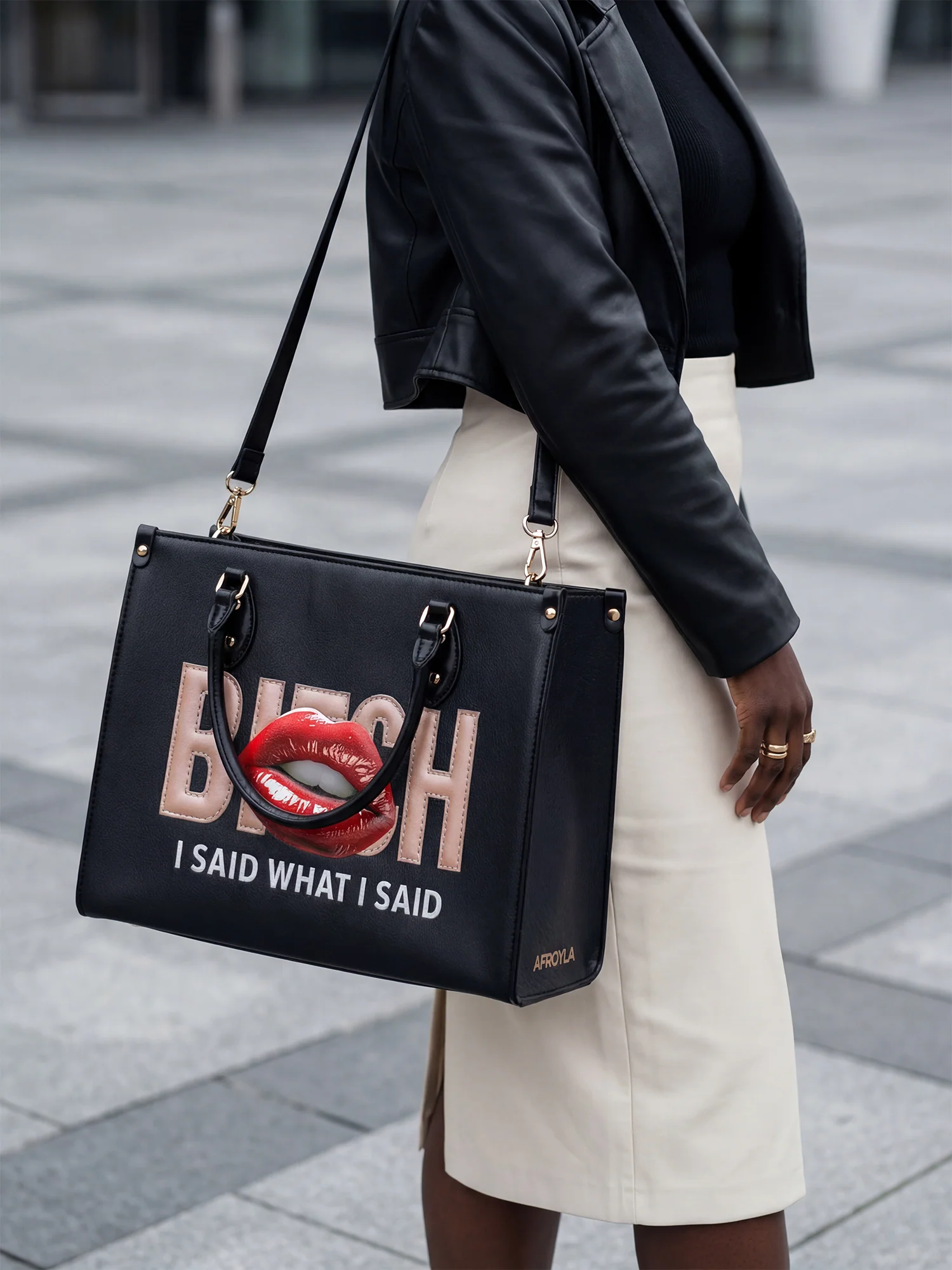 "Teyana" Leather Handbag - Image 3