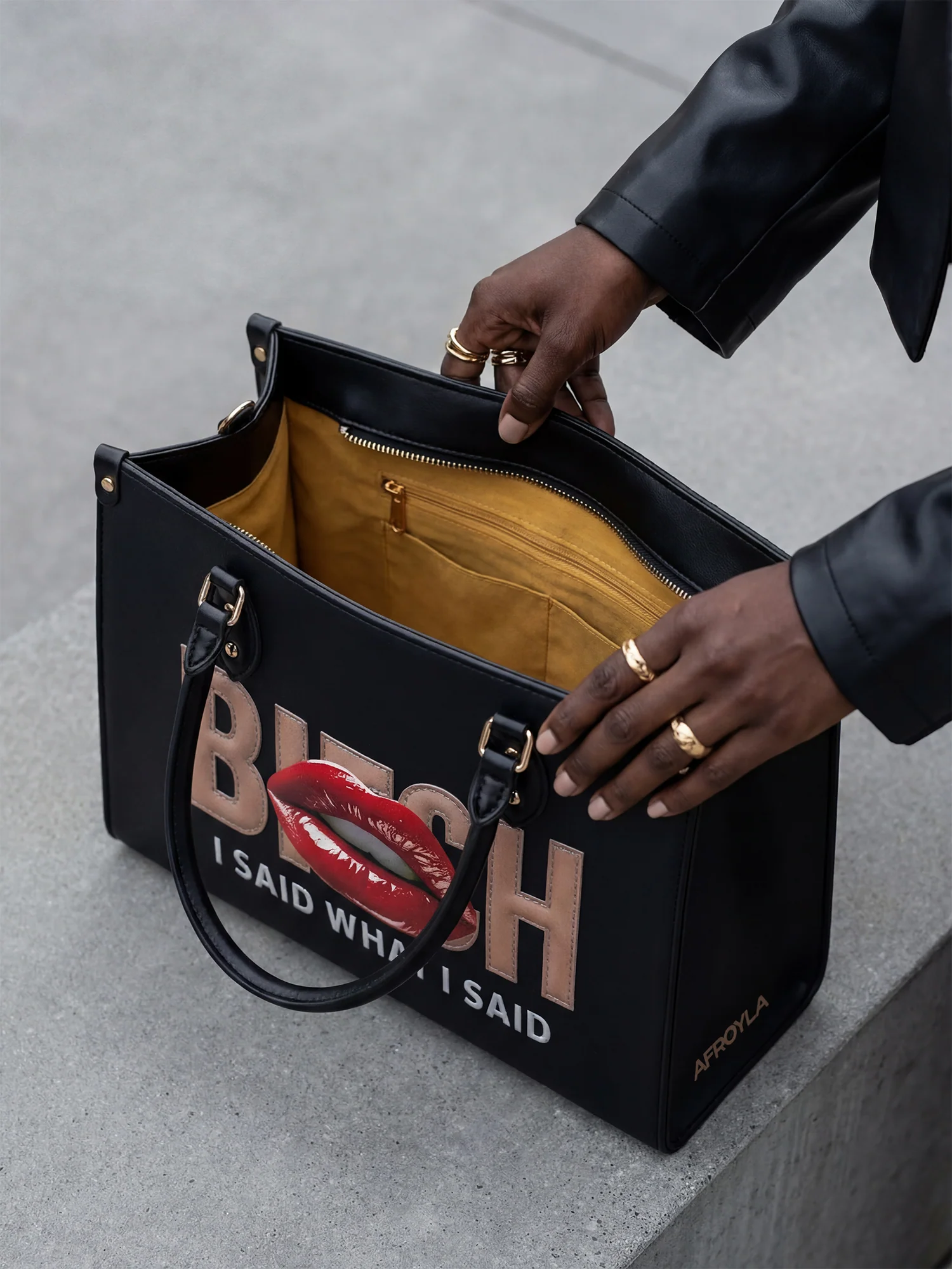 "Teyana" Leather Handbag - Image 7